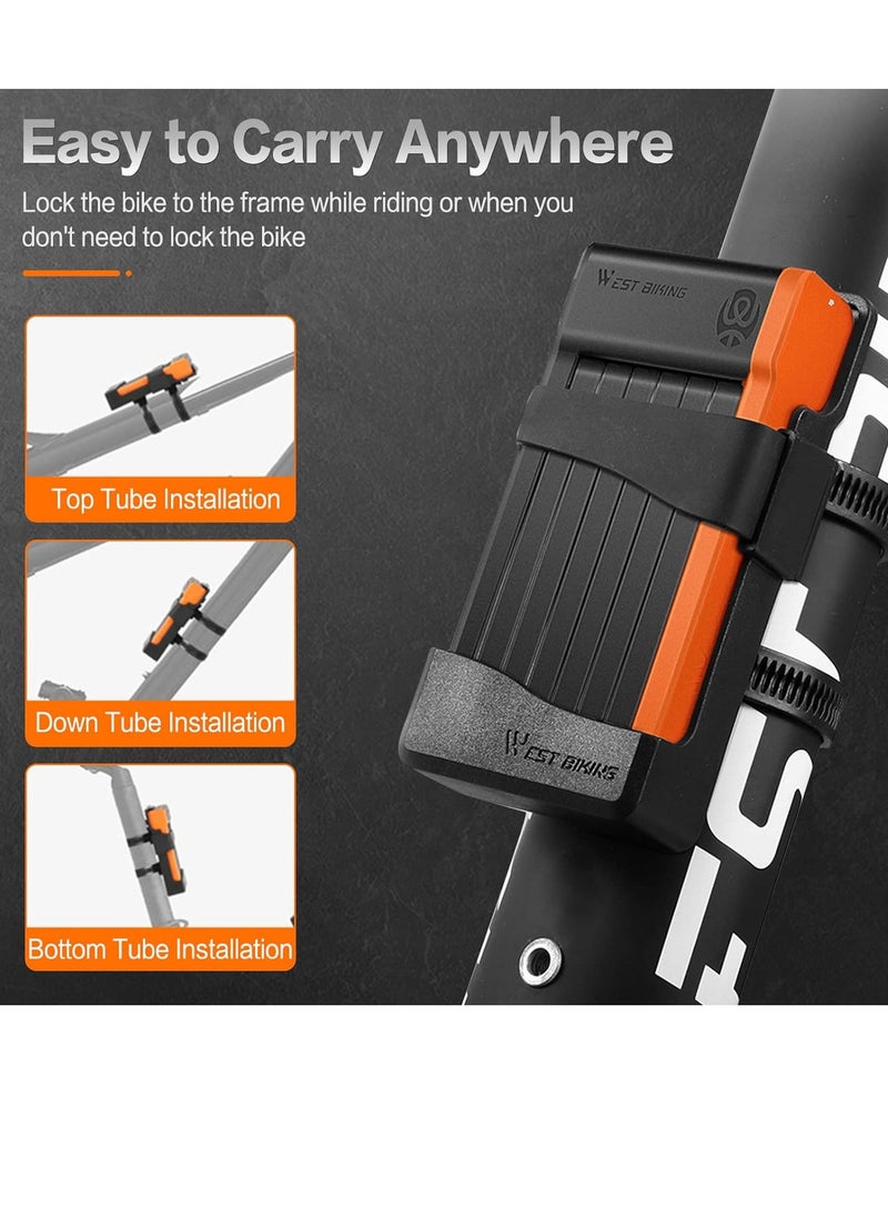 WEST BIKING - Compact Folding Bike Lock with 3 Keys, 2.06 Ft Anti Theft Security Bicycle Locks, Super Strong Bike Foldable Lock, Bicycle Security Chain Lock with Bracket for Electric Bikes, Scooters - Image 1