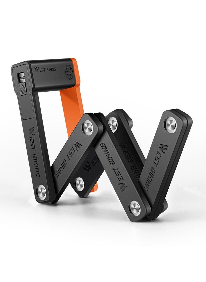 WEST BIKING - Compact Folding Bike Lock with 3 Keys, 2.06 Ft Anti Theft Security Bicycle Locks, Super Strong Bike Foldable Lock, Bicycle Security Chain Lock with Bracket for Electric Bikes, Scooters - Image 1