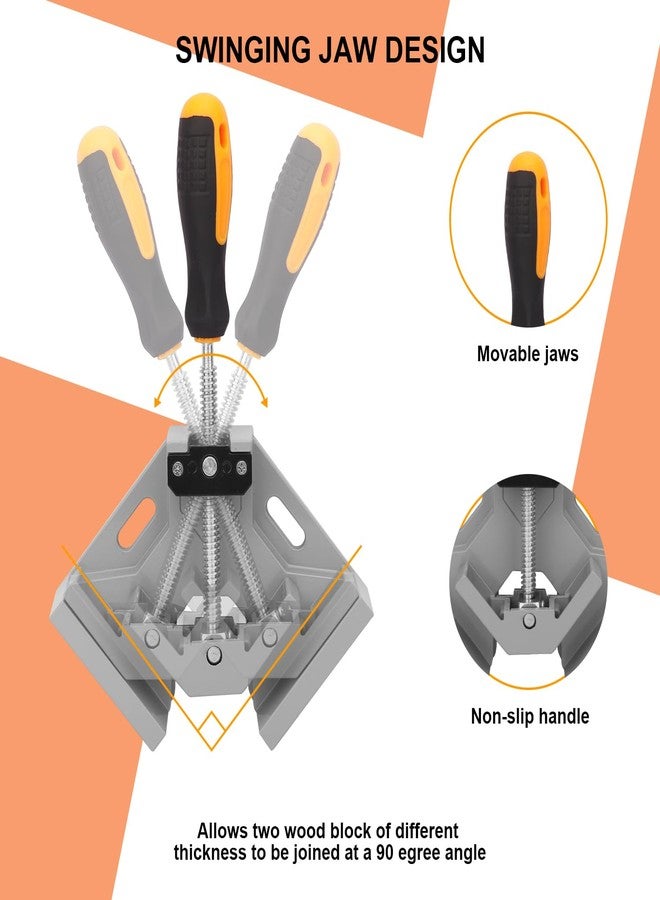 GENHAKON 4 PCS Corner Clamps for Woodworking, Premium 90 Degree Right Angle Clamps, Adjustable Swing Jaw Aluminum Frame Clamps for Precise and Easy Fixing - Image 3