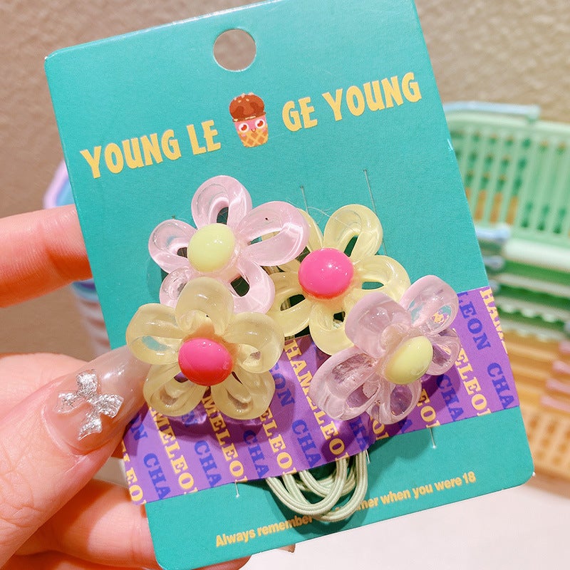 Generic Candy Sheer Floral Hair Ties Sweet Set 1. Cyan hair ring cardboard as shown in the sticker random