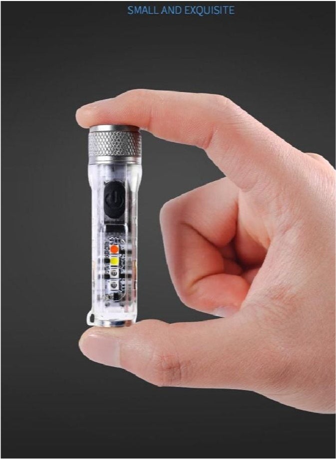كشاف صغير للتخييم في الهواء الطلق من النوع C قابل لإعادة الشحن ، مصباح يدوي LED صغير قابل لإعادة الشحن ، سلسلة مفاتيح ، 11 أوضاع إضاءة - Image 1