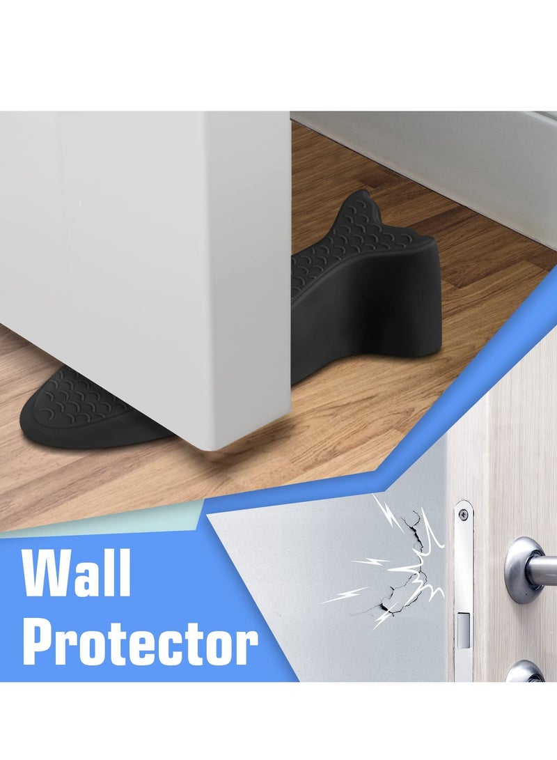 Barakah أقماع توقف الأبواب، عبوة 2 من سدادات الأبواب المطاطية مع حوامل، قابلة للتكديس ومقاومة للانزلاق للأرضيات من البلاط والسجاد والخشب والأرضيات اللامينية والأسطح الأرضية الأخرى - Image 3