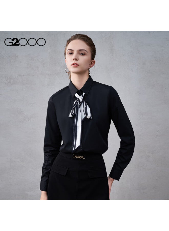 G2000 Women's Autumn Winter Commuter Long Sleeve Shirt With Tie Delivery/cotton Blend/mall Same Style - Image 1