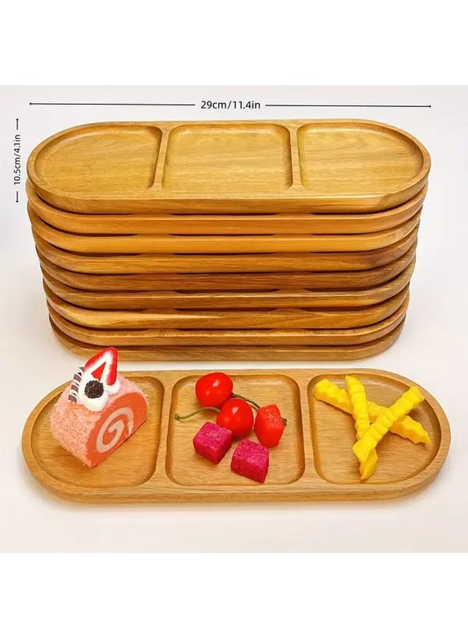 10 قطع من صواني الأكاسيا الخشبية الفاخرة للتقديم، مثالية لحفلات المقبلات والوجبات الخفيفة والشاي والقهوة والكعك والفواكه والبسكويت، أدوات مطبخ بتصميم خشبي طبيعي متعدد الاستخدامات. - Image 3