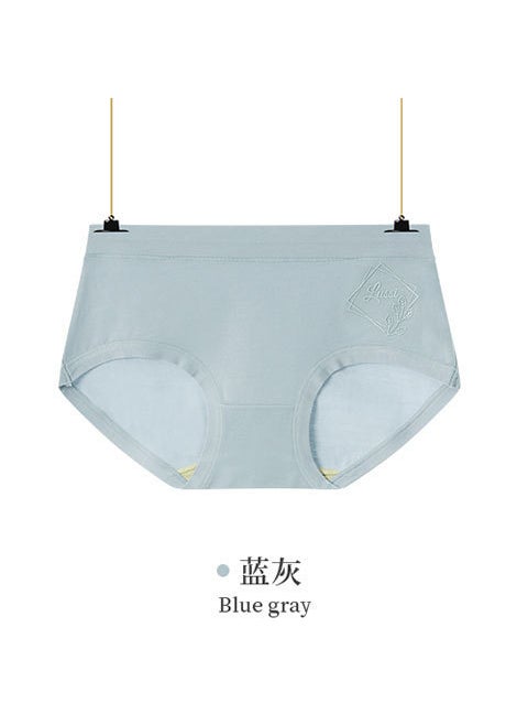 Generic - Simple Breathable Cotton Mid-waist Women Underwear Girl Style High Elastic Comfortable Breathable Underwear Leaf Blue Gray - Image 1