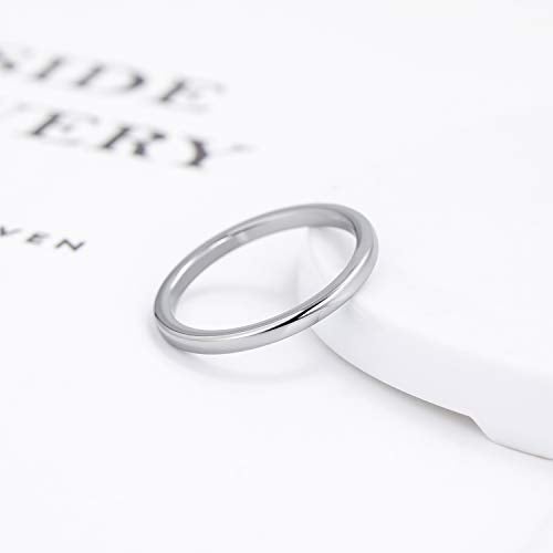 Greenpod 2mm Tungsten Carbide Rings for Women High Polished Thin Plain Domed Engagement Wedding Band Size 8 - Image 2
