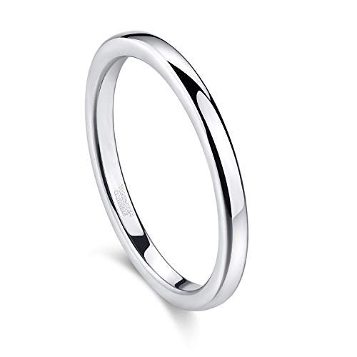 Greenpod 2mm Tungsten Carbide Rings for Women High Polished Thin Plain Domed Engagement Wedding Band Size 8 - Image 1