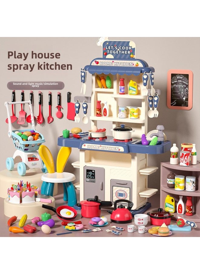 Children's Play Kitchen Toy Suit Baby Little Girl Cooking Boy Cooking Simulation Kitchenware Birthday Ceremony Ping-Specifications:Kitchen Table-blue-138 Pieces [water Mist/sound And Light/shopping Cart + Rabbit Chair + Kitchenware Qele] - pzsku/Z8588E55AEFA1DAB532DBZ/45/_/1741676421/56dc229c-0d0b-414d-a147-771be92cefb0