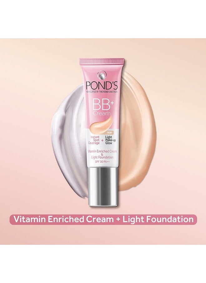 POND's Bb+ Cream For All Skin Types, Matte Instant Spot Full Coverage + Light Make-Up Glow, Ivory 9G, Pack Of 1