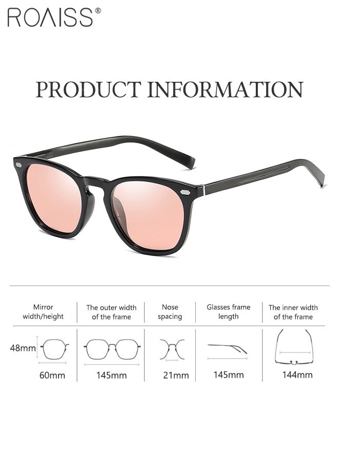 رويس نظارات شمسية مربعة مستقطبة للرجال والنساء، نظارات شمسية بحماية من الأشعة فوق البنفسجية 400 بإطار TR، نظارات فوتوكروميك للجنسين للقيادة وصيد الأسماك ولعب الجولف والسفر، مقاس 60 مم - Image 3