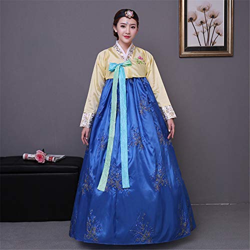 StarDY Female Korean Hanbok Traditional Dress Palace Korea Wedding Dance Costume Oriantal Dae Jang Geum Costume for Stage (XL, Blue) - Image 4