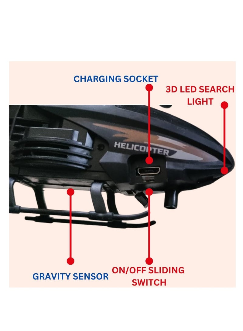 Quinzomi Gravity Sensor Remote Control Helicopter for Boys Ages 4+, Lightweight Indoor and Outdoor Use, 1-Pack, White, Black - Image 2