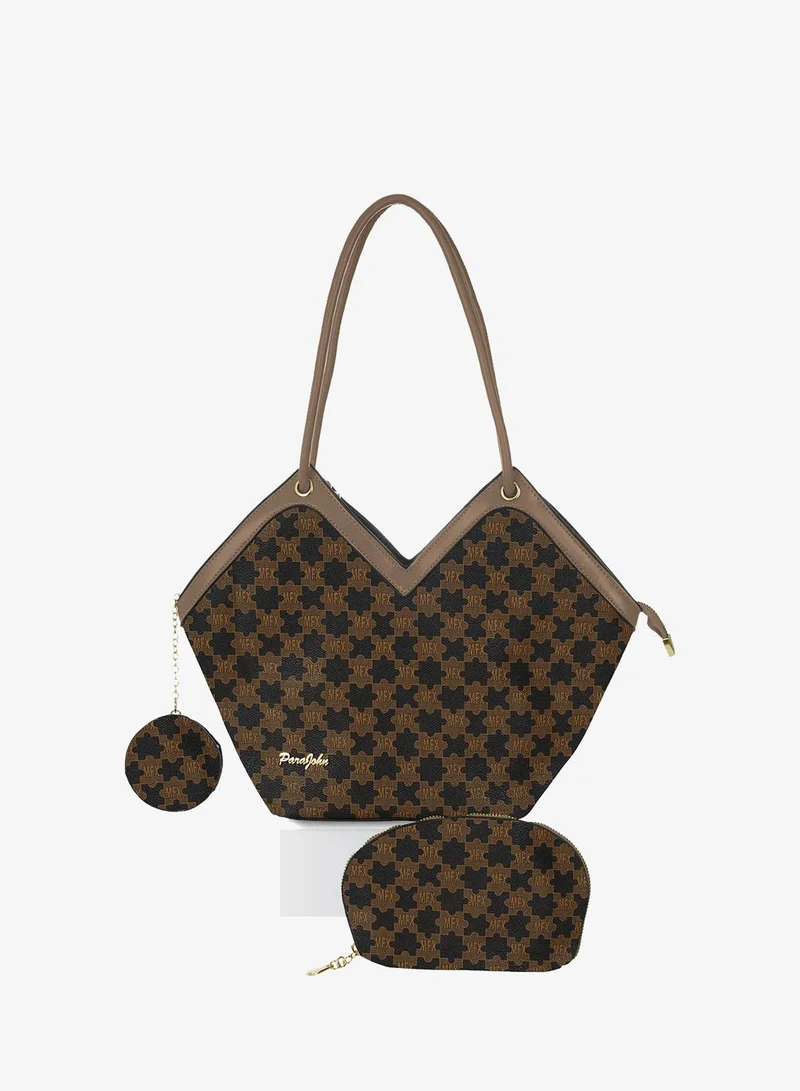 PARAJOHN Para John Women Handbag Set – PU Leather Tote Bag with Matching Pouch & Coin Purse, Pattern Design