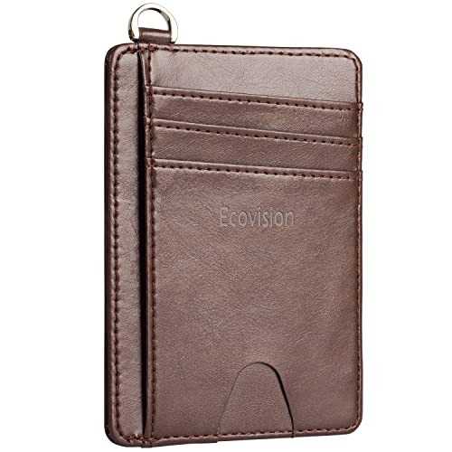 EcoVision Slim Minimalist Front Pocket Wallet, RFID Blocking Credit Card Holder Wallet with Detachable D-Shackle for Men Women - Image 1