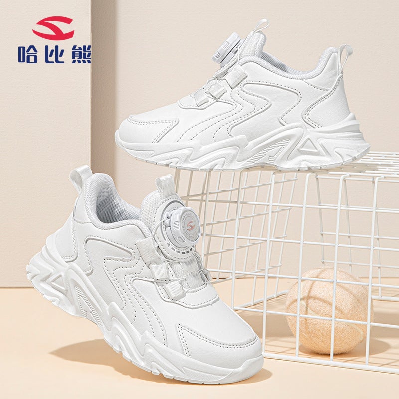 Habib Bear Leather Children'S White Shoes Autumn Swivel Twist Buckle Eva Soft Bottom Sneaker - Image 2