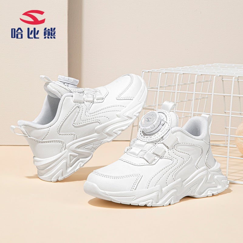 Habib Bear Leather Children'S White Shoes Autumn Swivel Twist Buckle Eva Soft Bottom Sneaker - Image 4