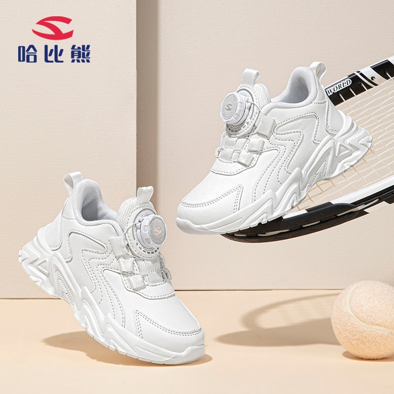 Habib Bear Leather Children'S White Shoes Autumn Swivel Twist Buckle Eva Soft Bottom Sneaker - Image 3