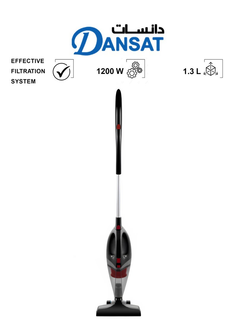 Dansat Handheld Vacuum Cleaner - 2 in 1 - 5m Cord with BS Plug 1.3 L 1200 W DAN-DANVC1213ST Black/Red