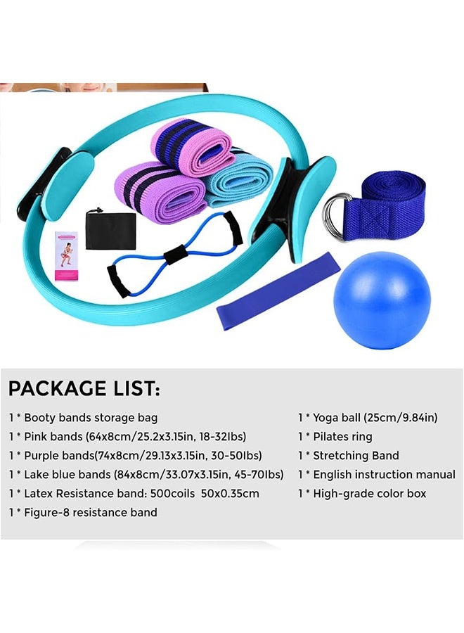 JOUDIYA Pilates Ring Circle Set - Workout at Home Workout Equipment Women - Booty Bands Stretching Equipment Pilates Mini 25cm Exercise Ball Resistance Band for Legs Arms and Thighs - Image 5