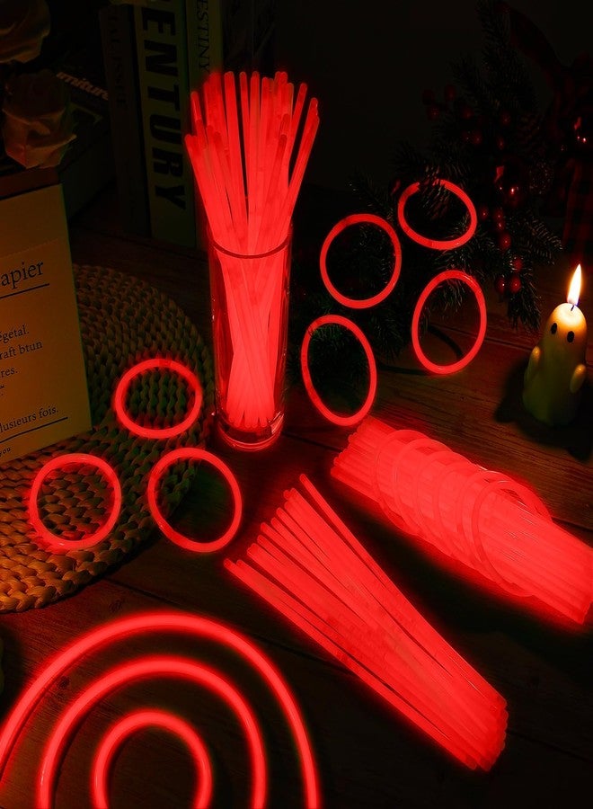 Taikula 100 Pack 8” Red Glow Sticks Bulk with 100 Connectors Neon Glow In The Dark Party favors Supplies for Holiday Birthday Party Decoration (Red) - Image 4