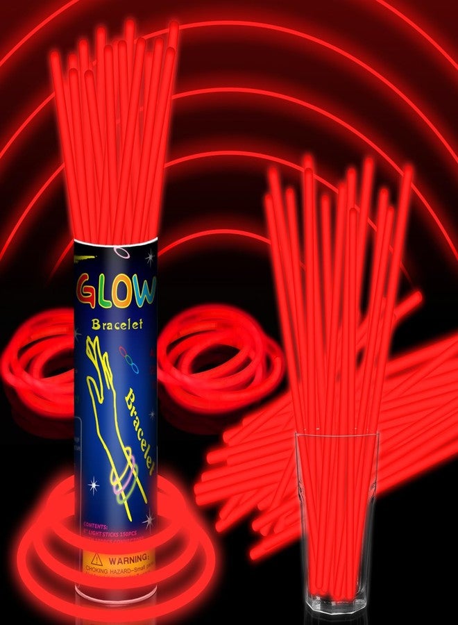 Taikula 100 Pack 8” Red Glow Sticks Bulk with 100 Connectors Neon Glow In The Dark Party favors Supplies for Holiday Birthday Party Decoration (Red) - Image 1