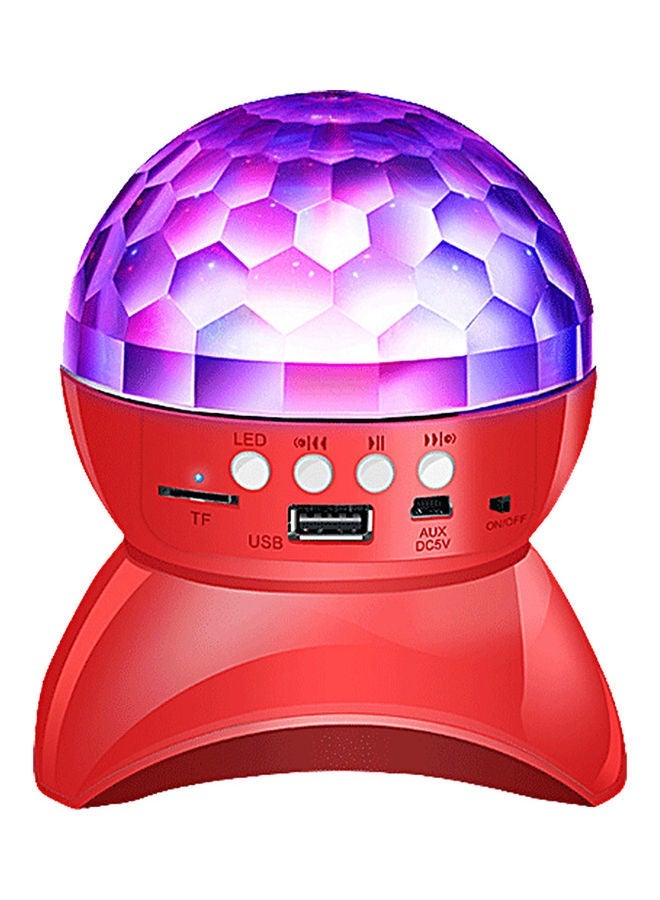 Loquat Portable Crystal Rotating Ball LED Bluetooth Wireless Speaker Red - Image 1