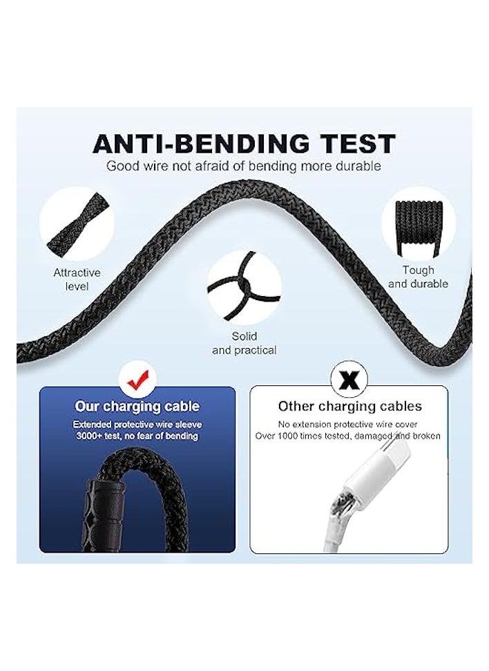 كابل USB من النوع C شحن سريع [3A/1.2M]، سلك أساسي لشاحن مزامنة مجدول من النايلون QC 3.0 مع 4 موصلات USB C، لهاتف iPhone 15 Pro Max، وSamsung Galaxy S24 S23 S22 A52، وLG، وHuawei، وSony، وXiaomi