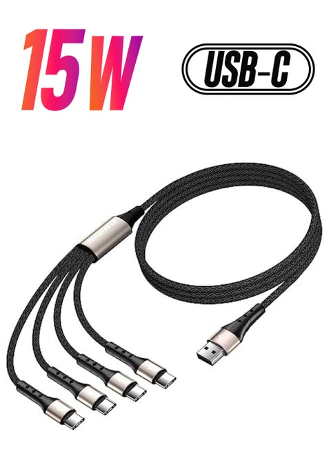 كابل USB من النوع C شحن سريع [3A/1.2M]، سلك أساسي لشاحن مزامنة مجدول من النايلون QC 3.0 مع 4 موصلات USB C، لهاتف iPhone 15 Pro Max، وSamsung Galaxy S24 S23 S22 A52، وLG، وHuawei، وSony، وXiaomi