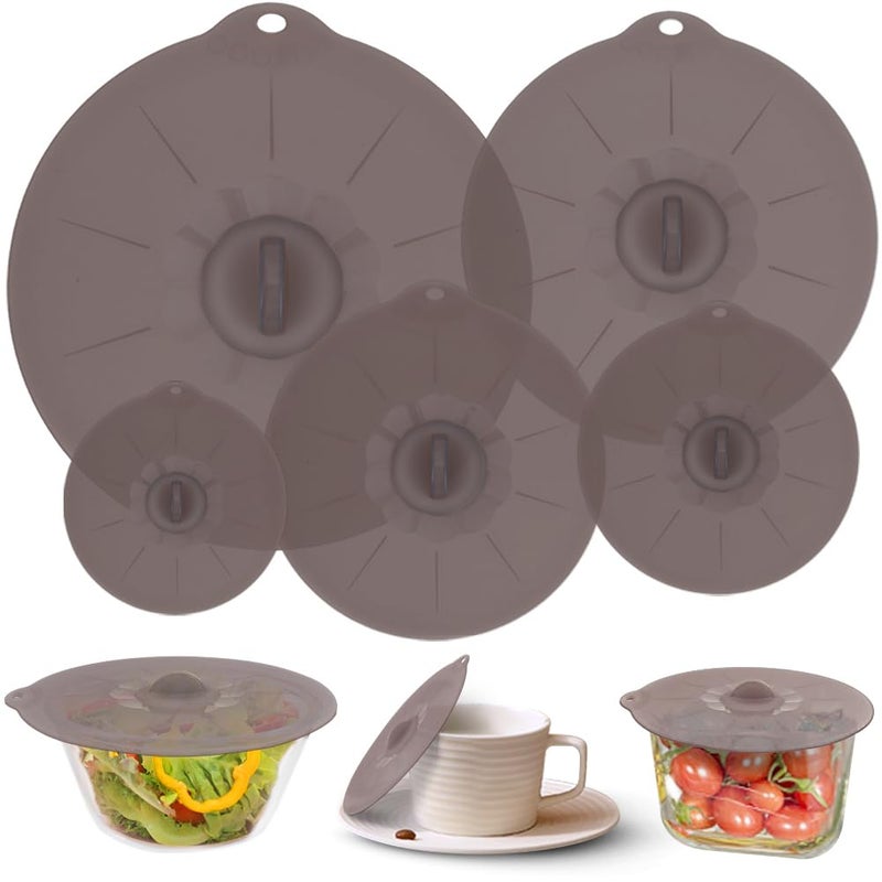 Andyken Silicone Lids for Pots and Pans - Silicone Lids for Food and Bowl Covers for Food Safe BPA Free Silicone Bowl Covers Microwave Cover(Gray) - Image 1