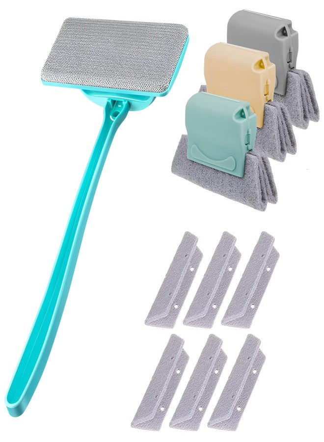 ACUDUDOMA Window Cleaner Kit for Screen & Groove - Mesh Screen Cleaning Brush + 3 Magic Window Track Cleaning Brushes & 6 Replaceable Cleaning Cloths – 14.8″ Detachable Long Handle, Wet & Dry Dual Use - Image 1