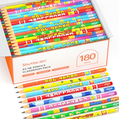 Shuttle Art Assorted Colorful Pencils, 180 Pack Kids Pencil Bulk with 12 Designs, #2 HB, Pre-sharpened Awards and Incentive Pencils for Kids School Home Party, easter pencils bulk - Image 1