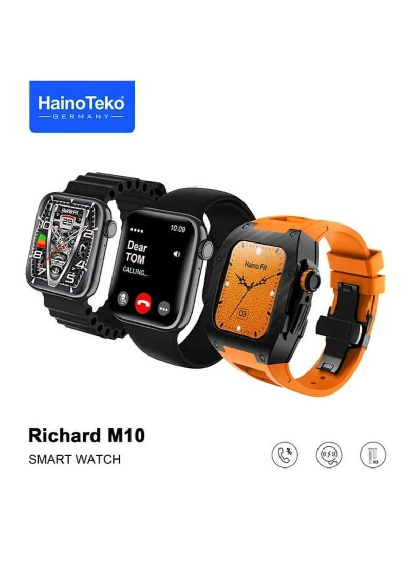 Haino Teko Richard M10 Smartwatch with HD Full Touch Display, Bluetooth Calling, 3 Interchangeable Strap Pairs, Fitness & Health Tracking, Notifications, Multiple Watch Faces, Long Battery Life, Stylish Unisex Design for Adults – Ideal for Work & Fitness - Image 2
