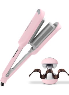TYMO Curling Iron Hair Crimper Waver  TYMO ROVY Beach Waves Curling Wand Ionic Deep Waver Hair Curler Tool with Ceramic 3 Barrel for Women Dual Voltage AntiScald Easy to Use Pink 125 Inch 