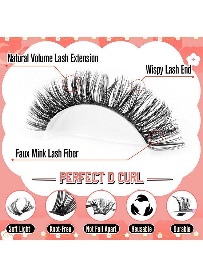 calphdiar Wispy Lash Clusters 30D+40D+50D+60D Individual Lashes 480Pcs Eyelash Clusters Natural Volume Lashes Clusters D Curl Cluster Eyelash Extensions 8-18Mm Diy Lash Extension At Home - Image 3