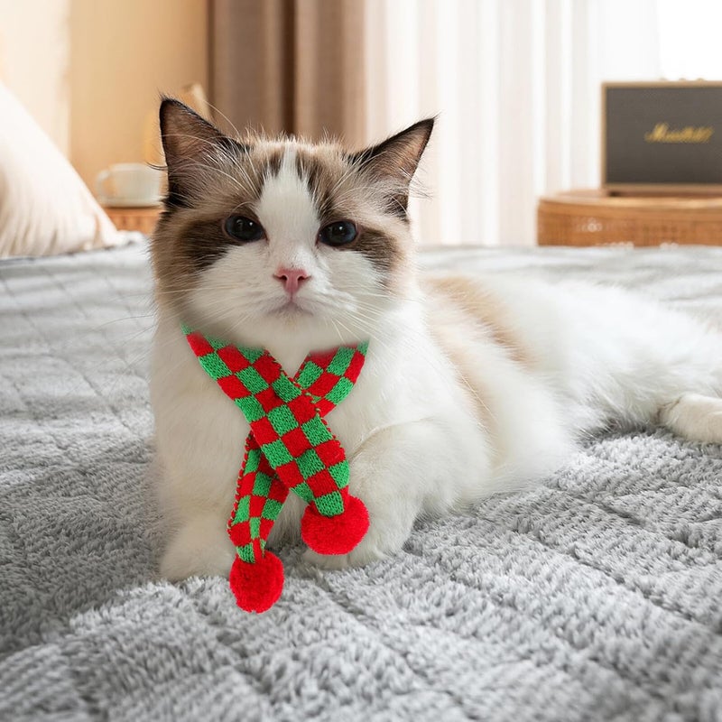 VICASKY Pet Christmas Scarf Knitted Woolen Yarn Warm Snowflake Pattern 55cm Neck Warmer for Cats and Small Dogs Holiday Party Accessory - Image 4