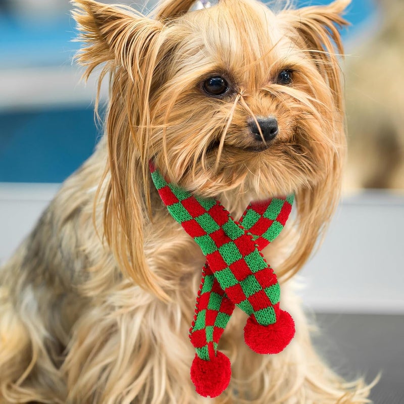 VICASKY Pet Christmas Scarf Knitted Woolen Yarn Warm Snowflake Pattern 55cm Neck Warmer for Cats and Small Dogs Holiday Party Accessory - Image 3
