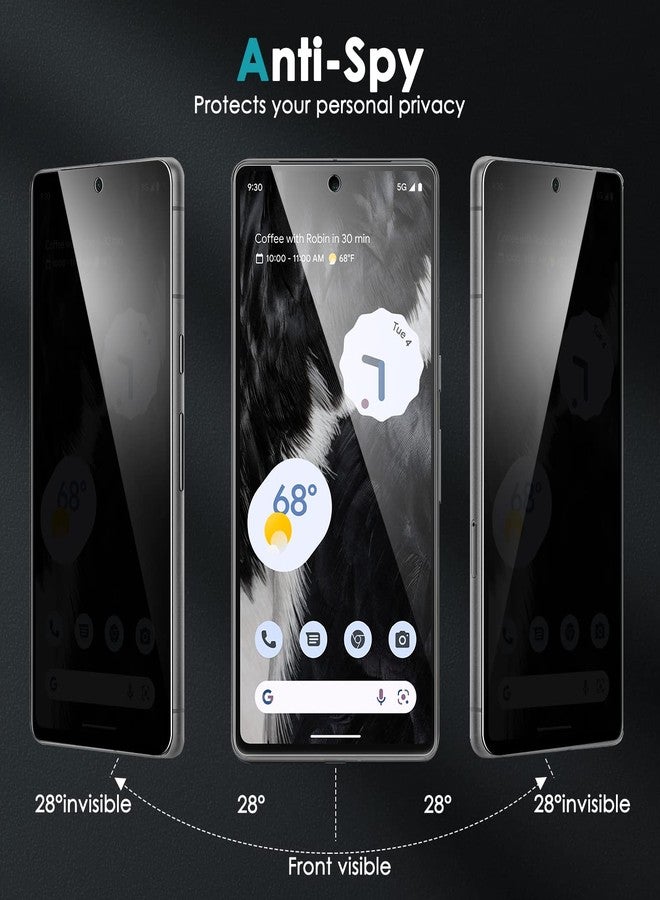 YWXTW [2 Pack] Privacy Screen Protector for Google Pixel 7,Tempered Glass Anti-Spy 9H Hardness Film for Google Pixel 7,HD Anti-Scratch Easy Install Bubble Free Case Friendly - Image 4