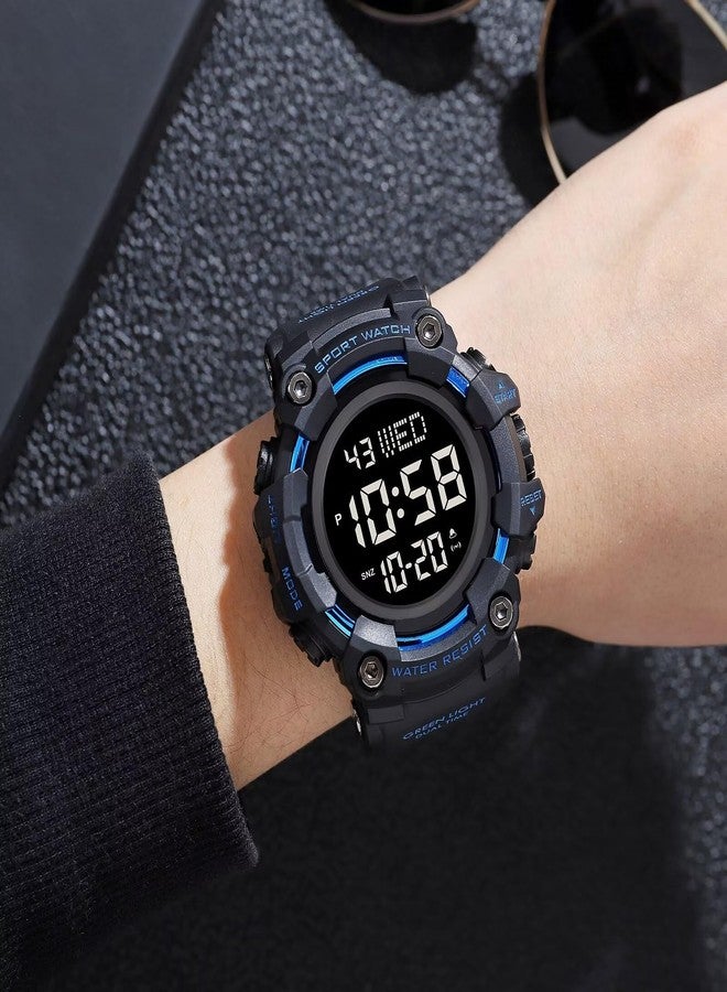 Gosasa Big Dial Digital Watch S Shock Men Military Army Watch Water Resistant LED Sports Watches, Sky Blue, M, Digital - Image 4