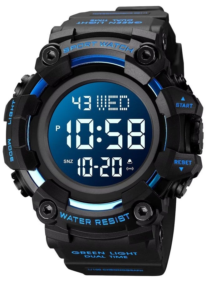 Gosasa Big Dial Digital Watch S Shock Men Military Army Watch Water Resistant LED Sports Watches, Sky Blue, M, Digital - Image 1
