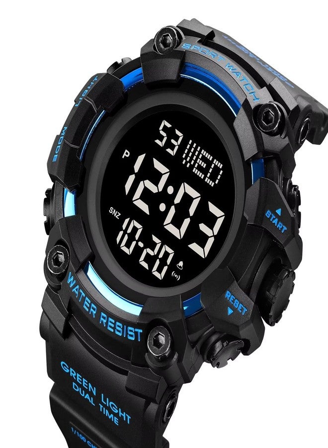 Gosasa Big Dial Digital Watch S Shock Men Military Army Watch Water Resistant LED Sports Watches, Sky Blue, M, Digital - Image 2