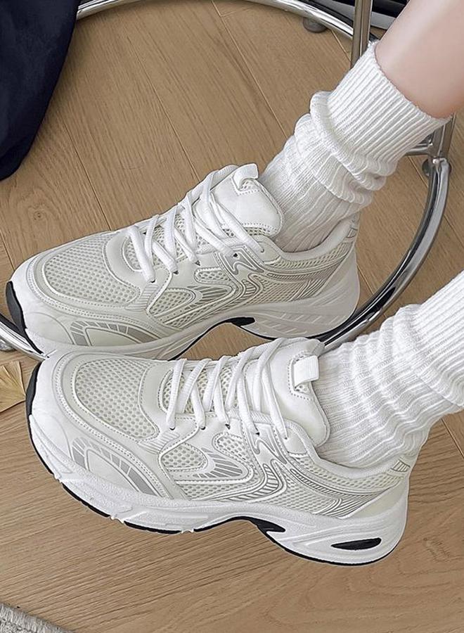 Take Two White Mesh Lace Up Running Sneakers - Image 5