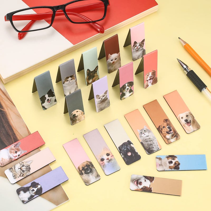 HexinYigjly Cute Dog & Cat Puppy Animal Page Markers: 30-Pcs Magnetic Bookmarks for Students, Teachers, School, Home or Office Reading - Image 4