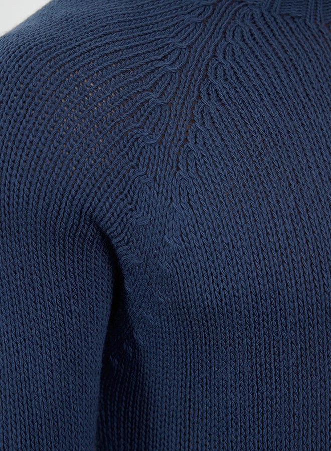 trendyol Indigo Slim Fit Half Turtleneck Raglan Sleeve Basic Knitwear Sweater  - Image 4