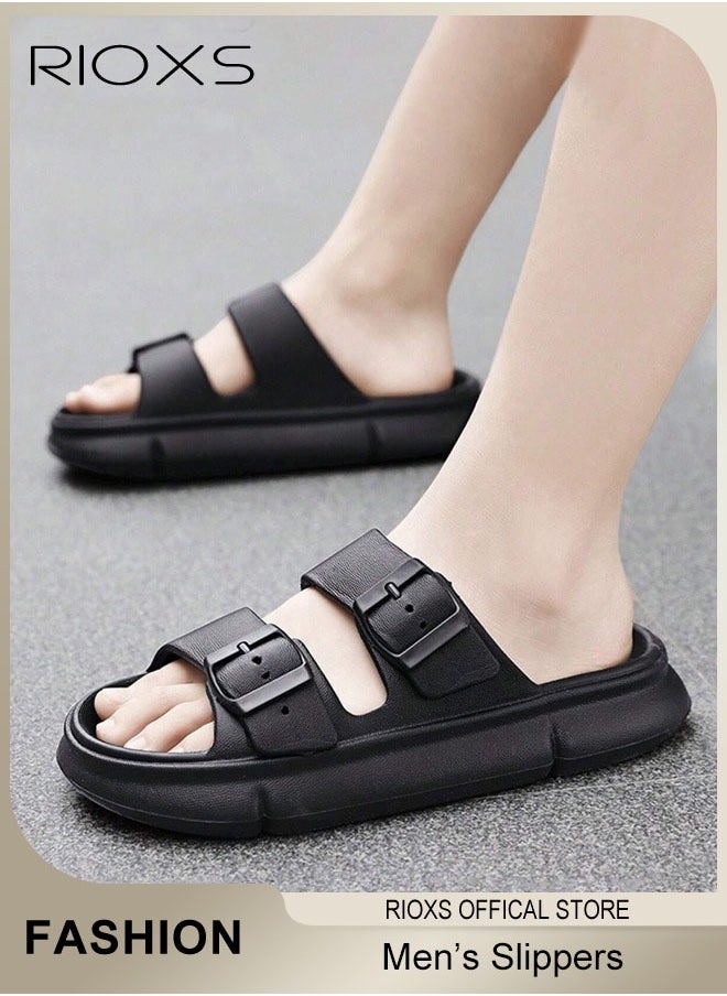 Men's Flat Slippers, Anti-Slip Shower Slippers, Soft Sole Sandal Slippers, Lightweight Flat Opened Toe Sandals, Slip-on Slippers For Bathroom Beach Walking Or Indoor Leisure Wear, Classic Black Slide Sandals For Men Daddy Boyfriend Husband - https://f.nooncdn.com/p/pzsku/Z8589D412BD364B6993F5Z/45/_/1734154562/3b9acd32-f061-498c-9e85-75e0a25cd895.jpg?width=original