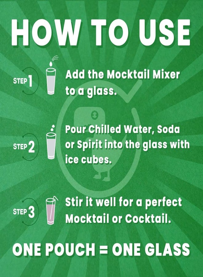 Bevzilla Mocktail Mixer - Mojito Flavour (5 Pouches), Non Alcoholic| Makes 5 Drink| Refreshing| Low Calories| Instant Mocktail| Easy To Make| Party Mixer for Drinks - Image 4
