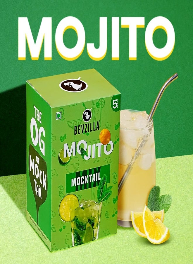 Bevzilla Mocktail Mixer - Mojito Flavour (5 Pouches), Non Alcoholic| Makes 5 Drink| Refreshing| Low Calories| Instant Mocktail| Easy To Make| Party Mixer for Drinks - Image 5