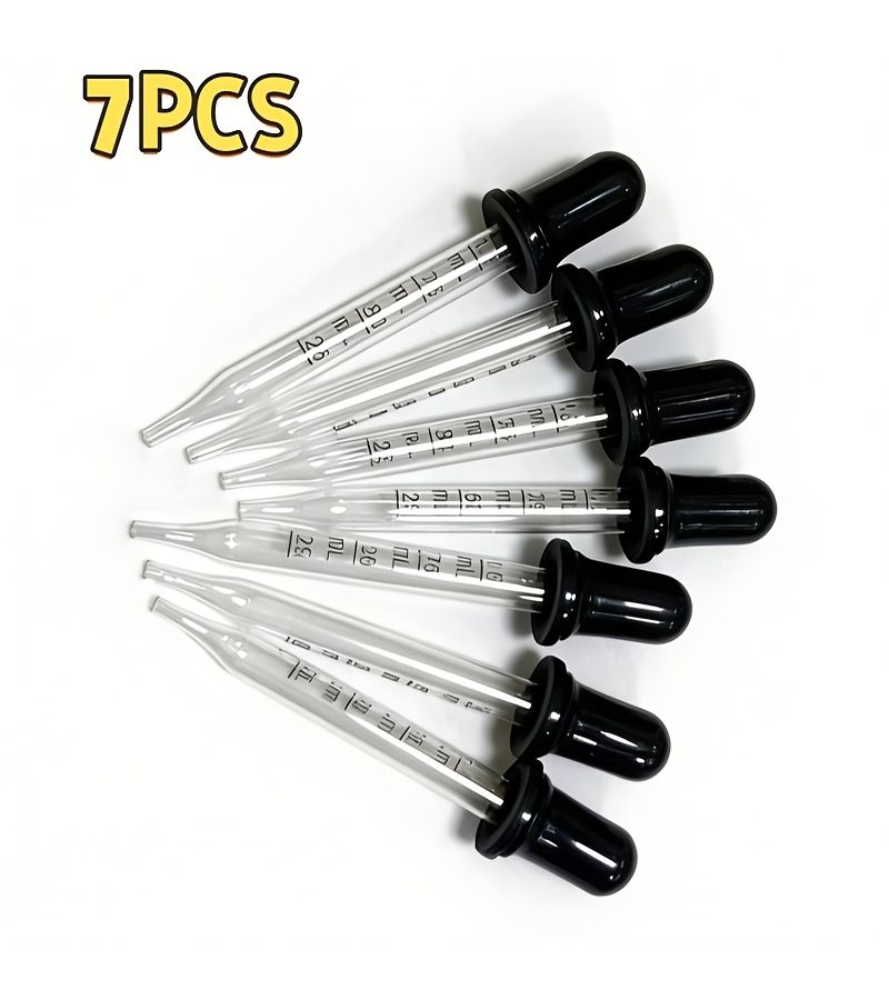 7pcs Precision Glass Droppers With Clear Graduations For Essential Oils Lab Use - Image 1