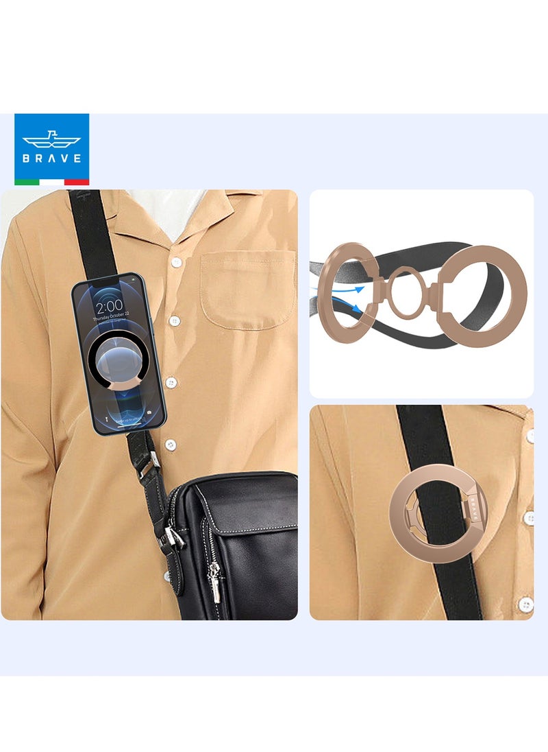 Brave 3-in-1 Foldable Magnetic Phone Holder, Dual-Sided Magnetic Removable Ring Grip & Kickstand, Universal Stand for iPhone 16/15/14/13/12 MagSafe Case & Android, Compatible with Magnetic Car Mount, Gym, Desk Use, Strong Magnet, All-Metal Portable Stand, Supports All iOS/Android Devices, Multi-Purpose Accessory (Gold)  - Image 4