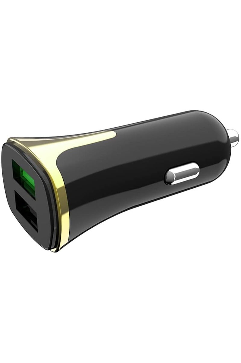 Hoco Z31 - Universe Dual USB-A Ports Fast Car Charger, Support QC3.0/QC2.0, FCP/SCP, AFC, APPLE 2.4A Fast Charing Protocols, Charger Compatible With iPhone Samsung Xiaomi Oppo Huawei - Black - Image 3