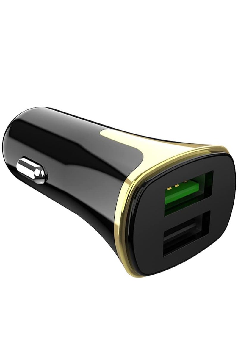 Hoco Z31 - Universe Dual USB-A Ports Fast Car Charger, Support QC3.0/QC2.0, FCP/SCP, AFC, APPLE 2.4A Fast Charing Protocols, Charger Compatible With iPhone Samsung Xiaomi Oppo Huawei - Black - Image 4